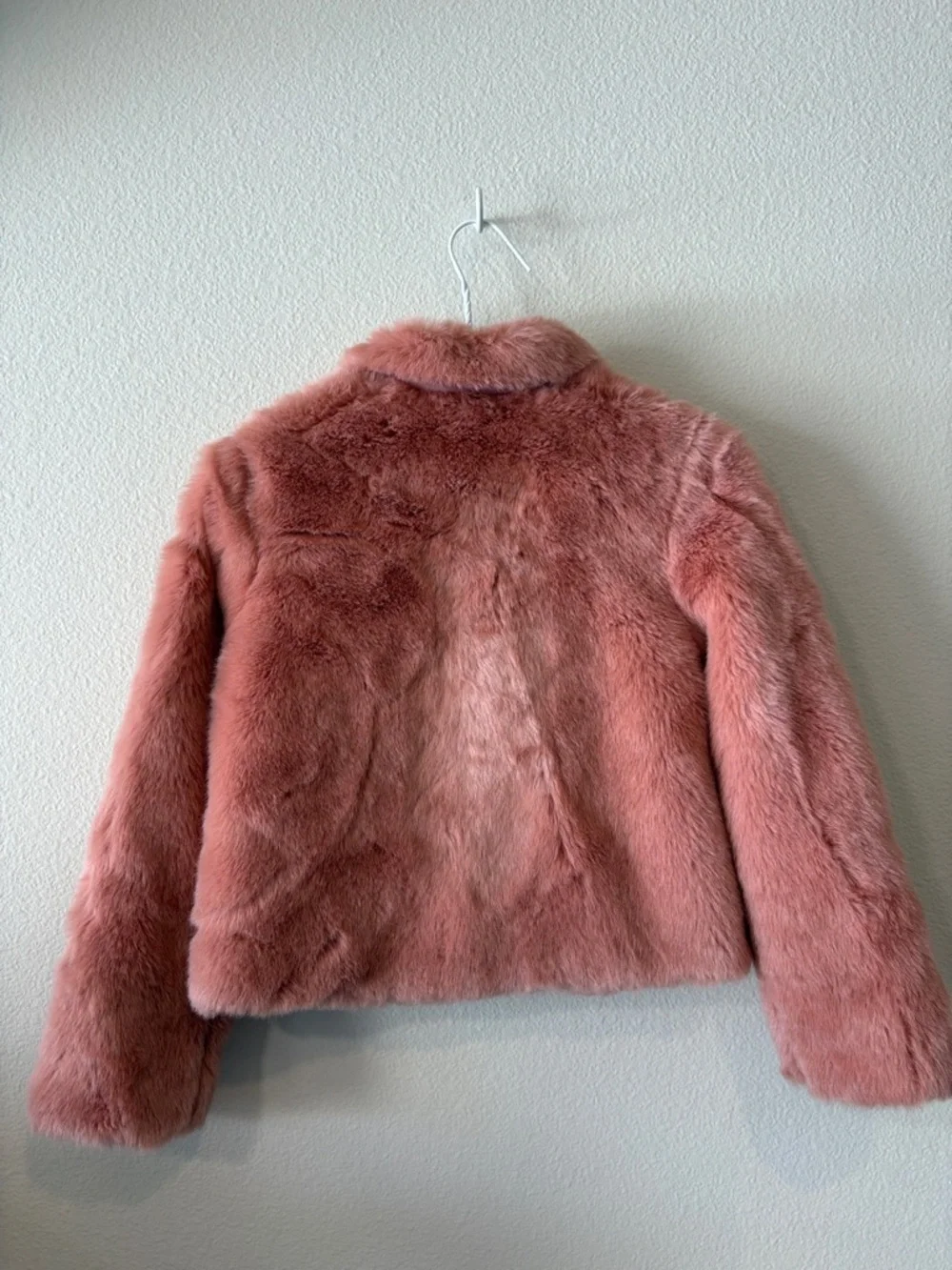 Fuzzy faux fur blush pink jacket